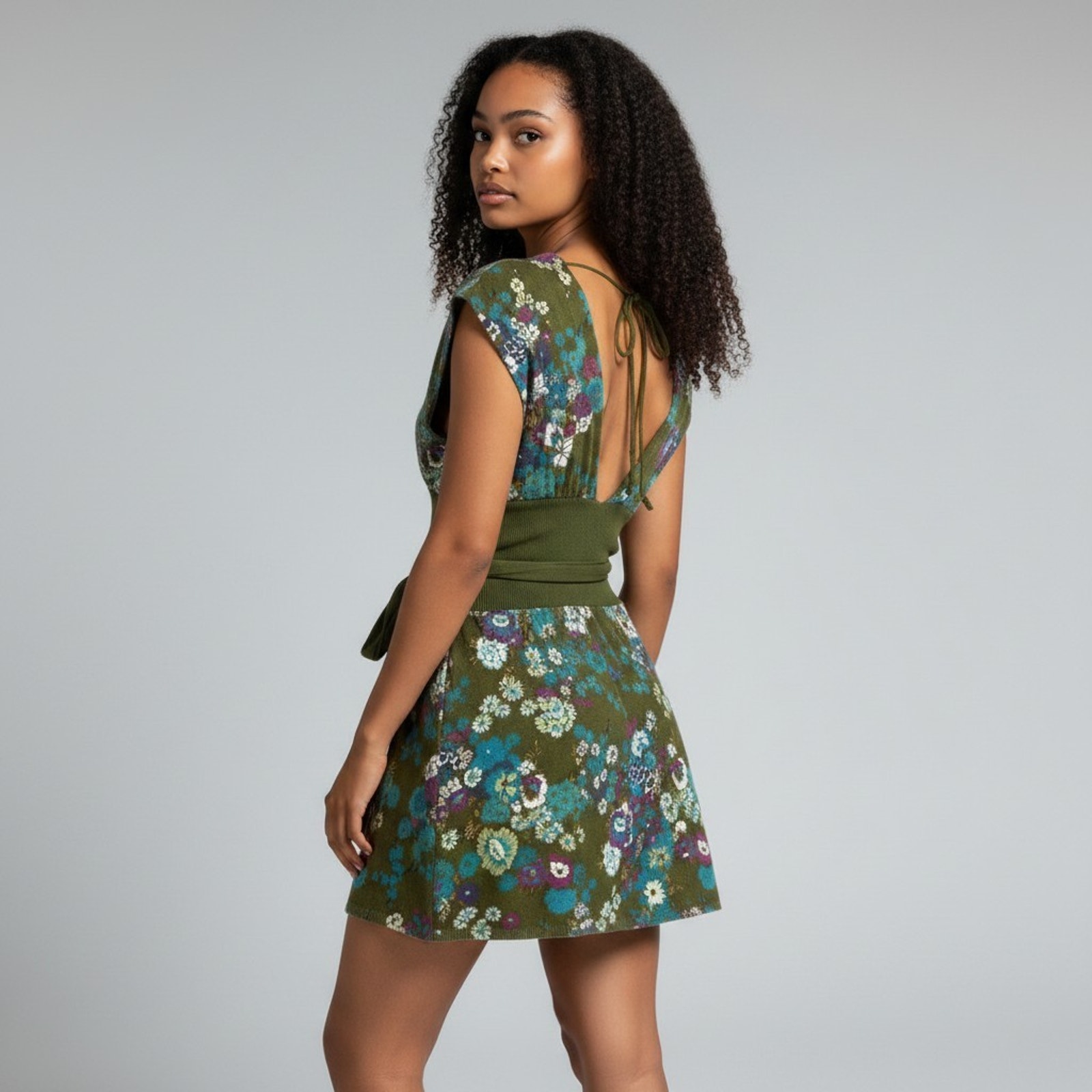 Vintage Nwt Free People Olive Green Hong Kong Knit Tunic Mini Dress Small